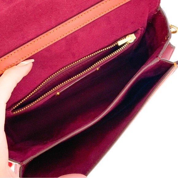 Coach Hutton Shoulder Bag In Colorblock Signature Canvas Brass/Tan Rouge Multi - Picture 6 of 12